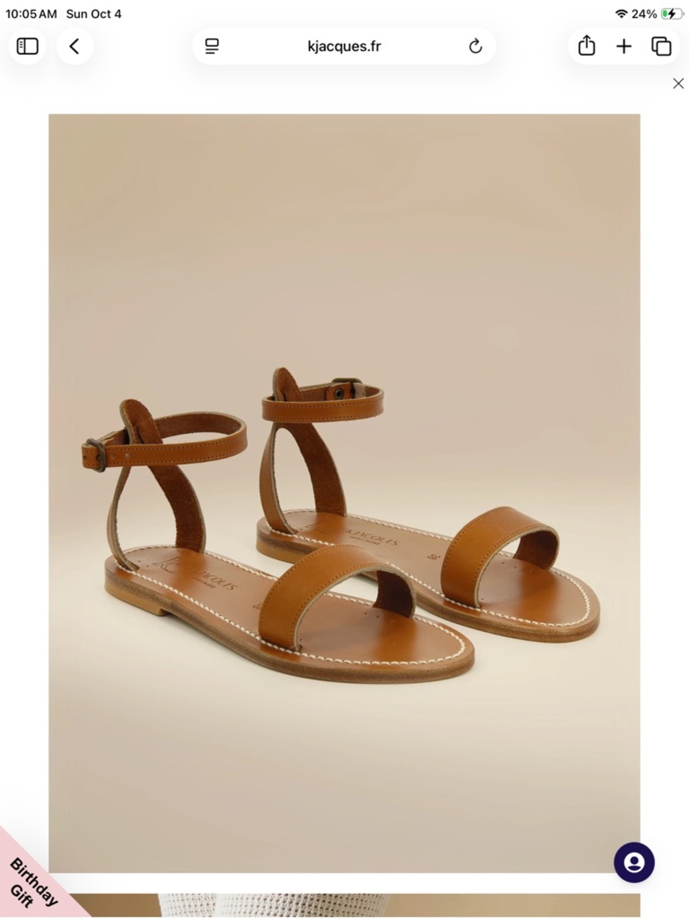 K.Jacques CATAMARAN Cognac Leather Ankle-Strap Flat Sandals